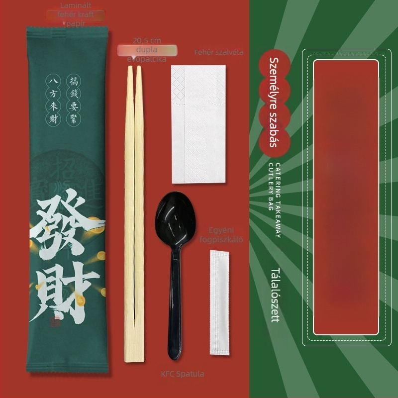 Egyszer használatos négy darabos evőeszköz-készlet – bambusz, ideális cateringhez és elvitelre, logónyomás elérhető, testre szabható