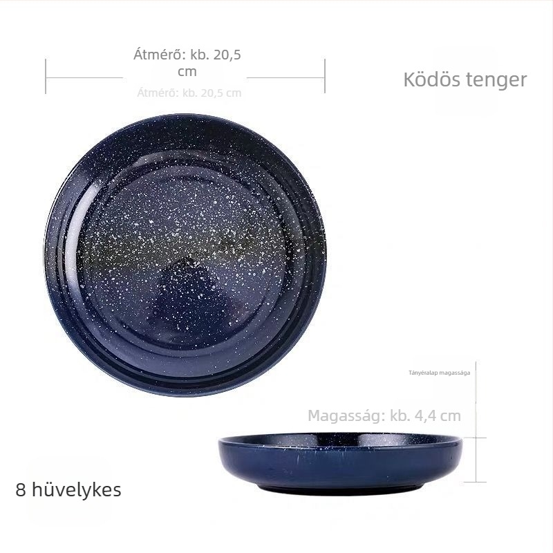 Japán stílusú porcelán étkészlet – ovális forma, felület spray bevonattal, egyszínű mintázat