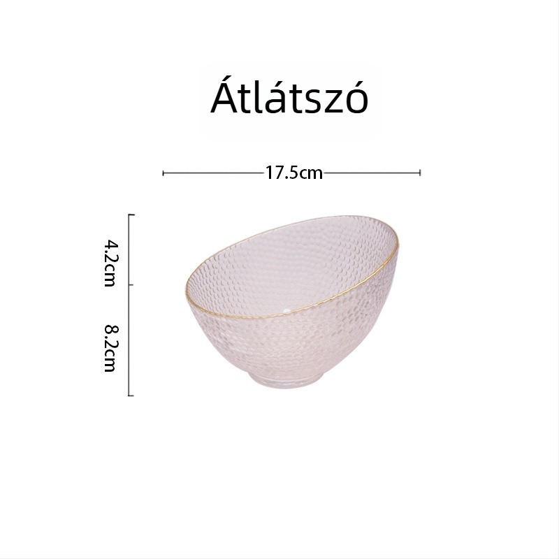 Üvegből készült ovális salátás tál, modern minimalist stílus, hőálló üveg, mikrohullámú sütő nem használható, szállodai és éttermi használatra