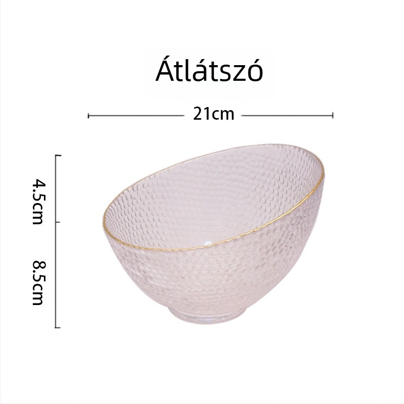 Üvegből készült ovális salátás tál, modern minimalist stílus, hőálló üveg, mikrohullámú sütő nem használható, szállodai és éttermi használatra