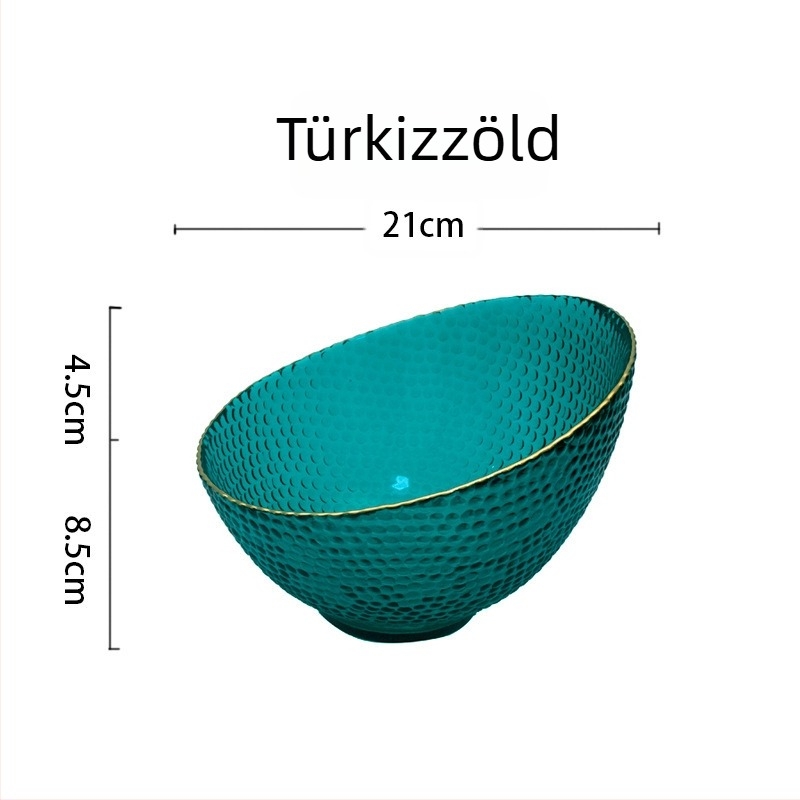 Üvegből készült ovális salátás tál, modern minimalist stílus, hőálló üveg, mikrohullámú sütő nem használható, szállodai és éttermi használatra