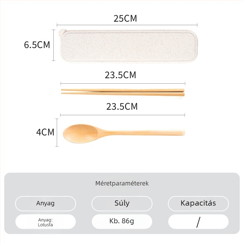 Hordozható fa evőeszköz készlet japán stílusban, kanál, chopstick és villa – súly 0,15 kg, megjelenés téli 2024, testreszabható, első osztályú minőség