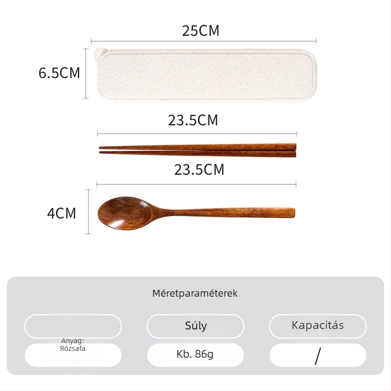 Hordozható fa evőeszköz készlet japán stílusban, kanál, chopstick és villa – súly 0,15 kg, megjelenés téli 2024, testreszabható, első osztályú minőség
