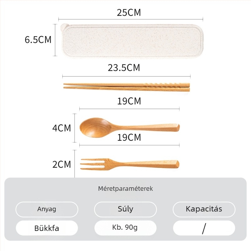 Hordozható fa evőeszköz készlet japán stílusban, kanál, chopstick és villa – súly 0,15 kg, megjelenés téli 2024, testreszabható, első osztályú minőség