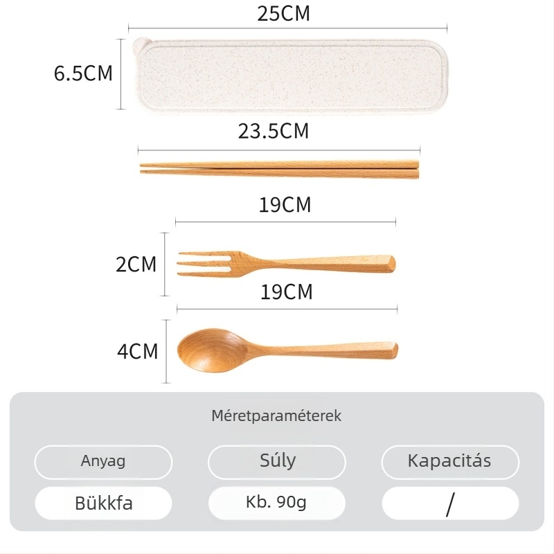 Hordozható fa evőeszköz készlet japán stílusban, kanál, chopstick és villa – súly 0,15 kg, megjelenés téli 2024, testreszabható, első osztályú minőség