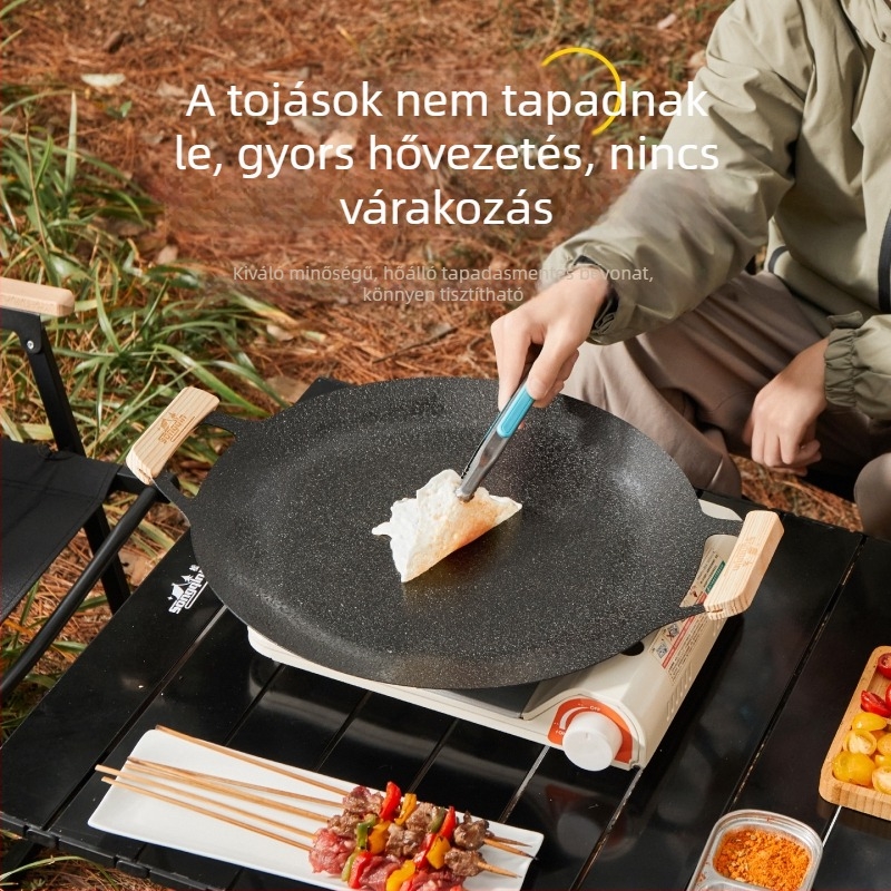 Otthoni használatra szánt grillsütő serpenyő, Koreai stílusú grillserpenyő indukciós tűzhelyhez, hordozható vas serpenyő kempingezéshez