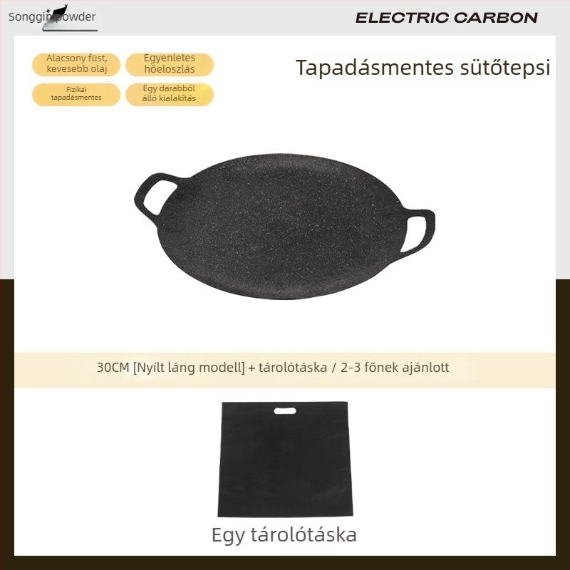 Otthoni használatra szánt grillsütő serpenyő, Koreai stílusú grillserpenyő indukciós tűzhelyhez, hordozható vas serpenyő kempingezéshez