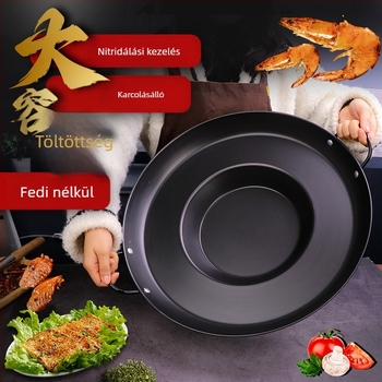 Öntöttvas tapadásmentes serpenyő, kínai stílus, többszörös alsó, fedél nélkül