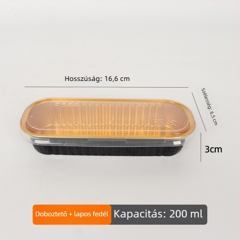 200 ml vastagított téglalap alakú sütőkosár alumíniumfóliából, egyszer használatos, magas hőmérsékletnek ellenálló