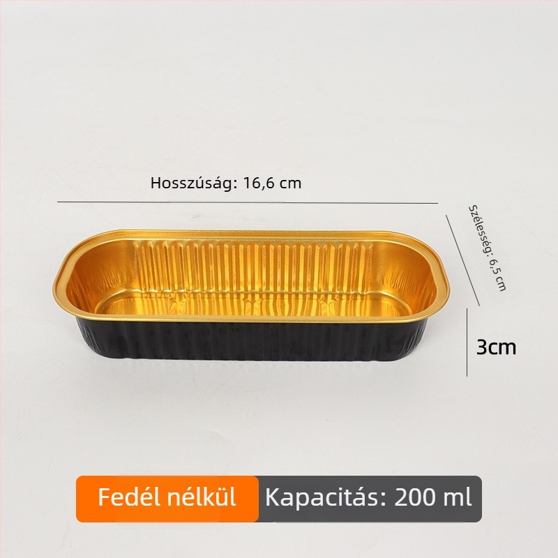 200 ml vastagított téglalap alakú sütőkosár alumíniumfóliából, egyszer használatos, magas hőmérsékletnek ellenálló
