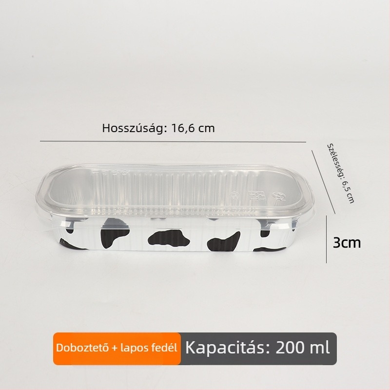 200 ml vastagított téglalap alakú sütőkosár alumíniumfóliából, egyszer használatos, magas hőmérsékletnek ellenálló