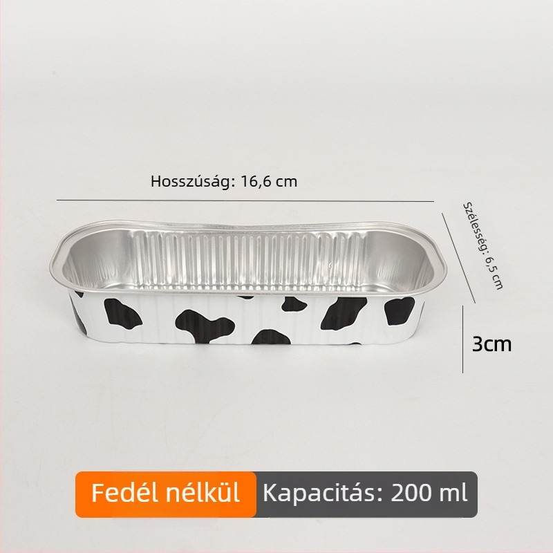 200 ml vastagított téglalap alakú sütőkosár alumíniumfóliából, egyszer használatos, magas hőmérsékletnek ellenálló