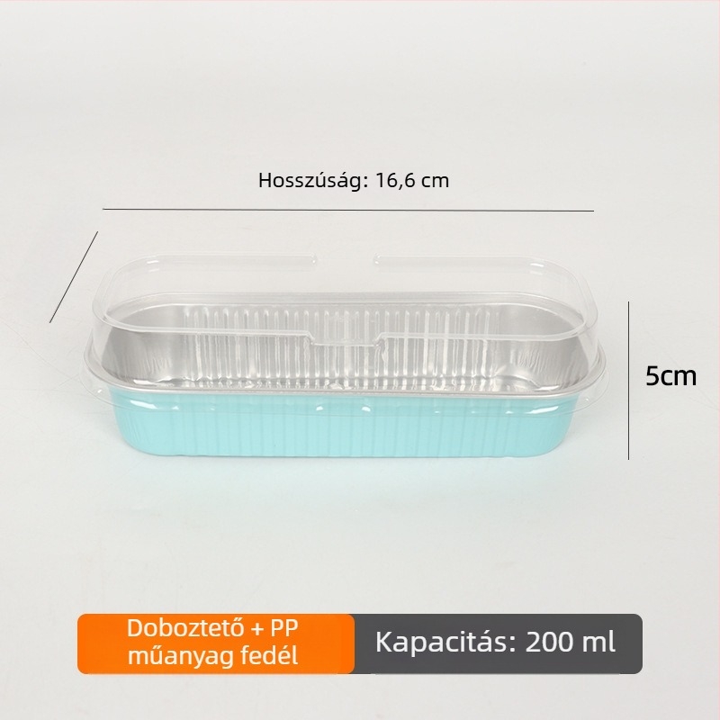 200 ml vastagított téglalap alakú sütőkosár alumíniumfóliából, egyszer használatos, magas hőmérsékletnek ellenálló