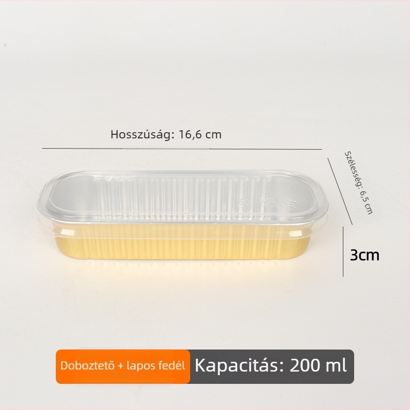 200 ml vastagított téglalap alakú sütőkosár alumíniumfóliából, egyszer használatos, magas hőmérsékletnek ellenálló