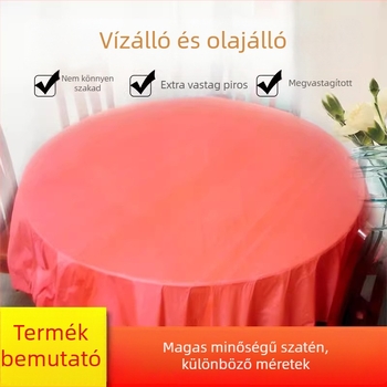 Egyszer használatos kerek műanyag asztalterítő, vastított, vízálló