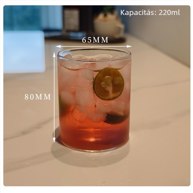 Csésze - boroszilikát üvegből készült, hőálló, modern minimalist stílus, kerek forma, fogantyú nélkül