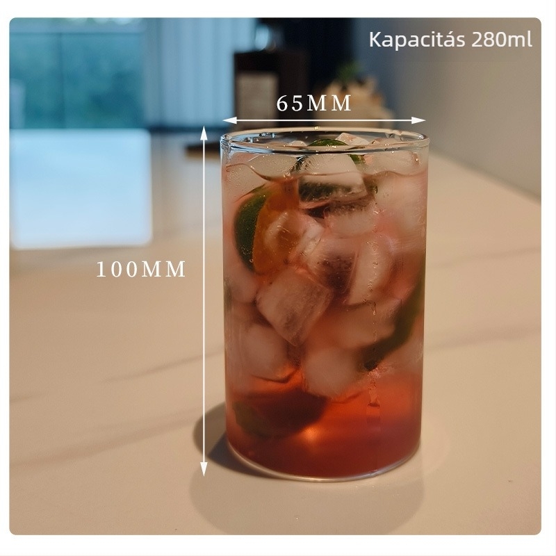 Csésze - boroszilikát üvegből készült, hőálló, modern minimalist stílus, kerek forma, fogantyú nélkül
