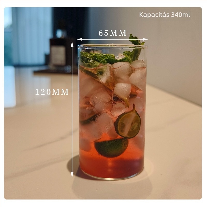 Csésze - boroszilikát üvegből készült, hőálló, modern minimalist stílus, kerek forma, fogantyú nélkül