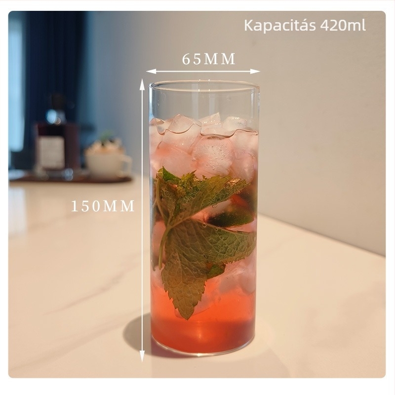 Csésze - boroszilikát üvegből készült, hőálló, modern minimalist stílus, kerek forma, fogantyú nélkül