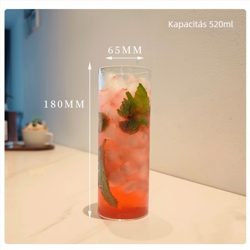 Csésze - boroszilikát üvegből készült, hőálló, modern minimalist stílus, kerek forma, fogantyú nélkül