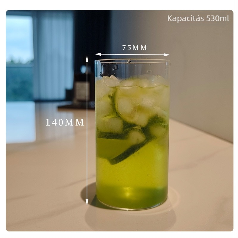 Csésze - boroszilikát üvegből készült, hőálló, modern minimalist stílus, kerek forma, fogantyú nélkül