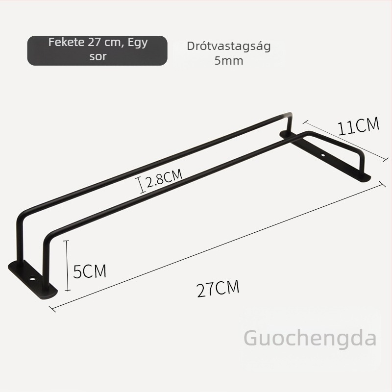 Falra szerelhető borospohár tartó – vasdrót, modern minimalista stílus, 1/2/3 soros opciók