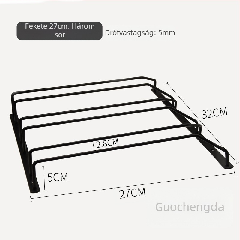 Falra szerelhető borospohár tartó – vasdrót, modern minimalista stílus, 1/2/3 soros opciók
