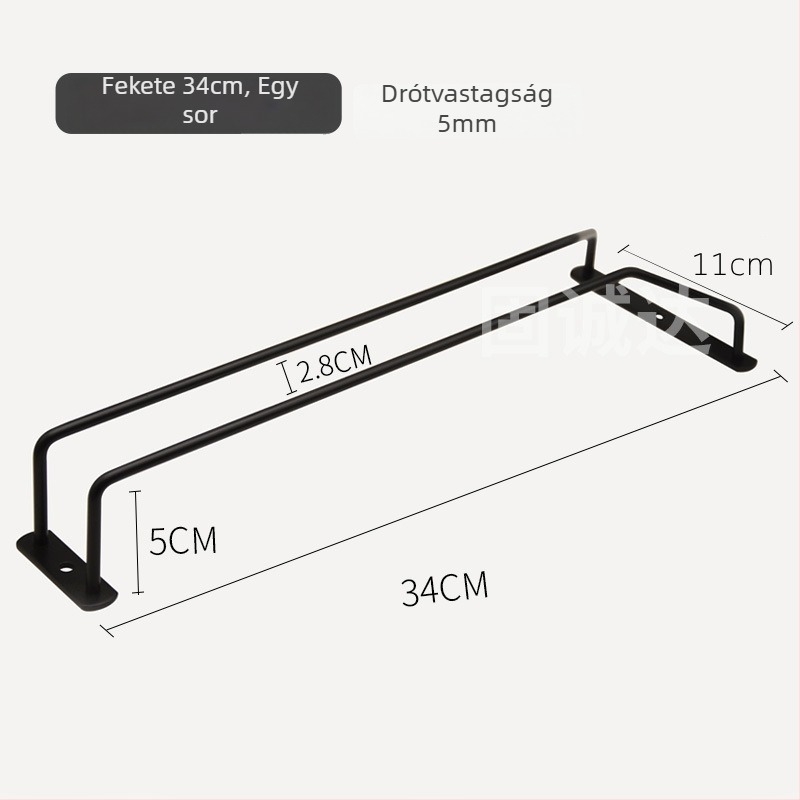Falra szerelhető borospohár tartó – vasdrót, modern minimalista stílus, 1/2/3 soros opciók