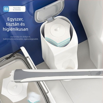 WC-kefe készlet, egyszer használatos, hosszú nyéllel, falra szerelhető, könnyű műanyagból