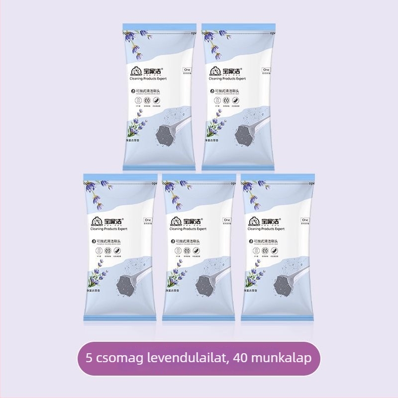 WC-kefe készlet, egyszer használatos, hosszú nyéllel, falra szerelhető, könnyű műanyagból