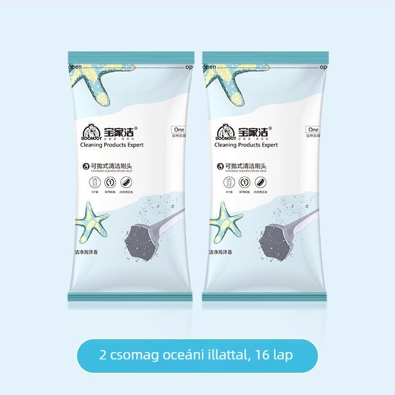 WC-kefe készlet, egyszer használatos, hosszú nyéllel, falra szerelhető, könnyű műanyagból