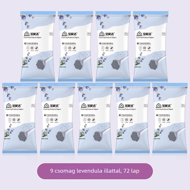 WC-kefe készlet, egyszer használatos, hosszú nyéllel, falra szerelhető, könnyű műanyagból