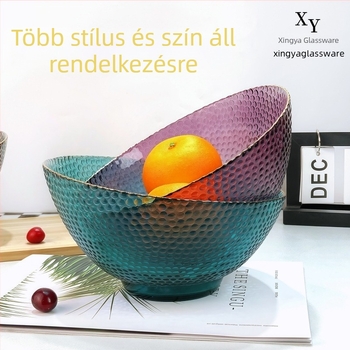Világos luxus aranyozott függőleges csíkos üvegtálak készlete gyümölcsökhöz, zöldségekhez, salátákhoz és fűszerekhez