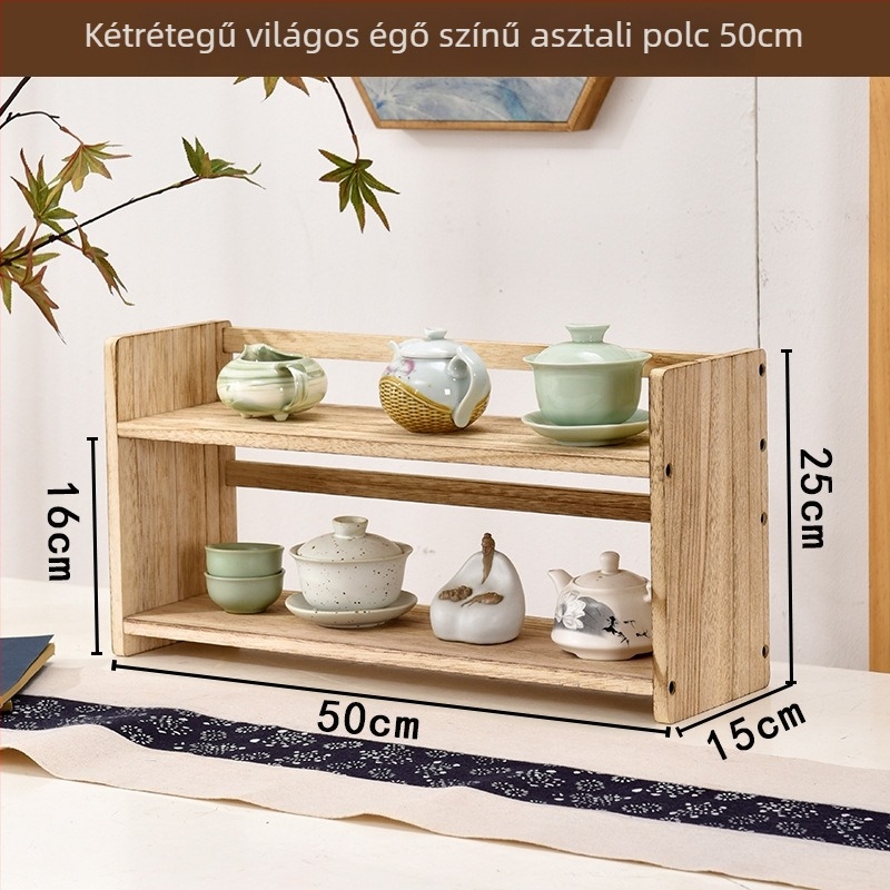 Tisztafa 3-szintes asztali kijelző polc kozmetikumokhoz és poharakhoz, összecsukható és hordozható