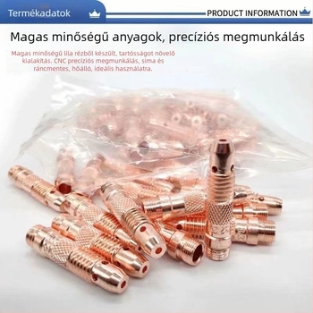 Argon ívhegesztő pisztoly tartozékok: 17-es fúvóka, hosszú hegesztőcső, WP-18 hosszú nyomó sapka, 26 wolfrám tűtartó, kerámia fúvóka