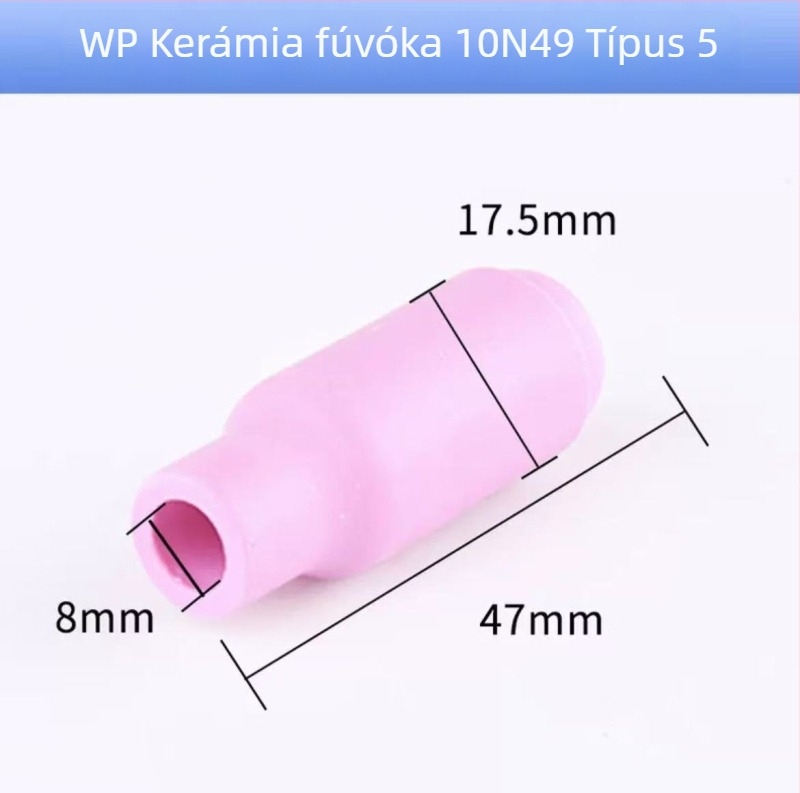 Argon ívhegesztő pisztoly tartozékok: 17-es fúvóka, hosszú hegesztőcső, WP-18 hosszú nyomó sapka, 26 wolfrám tűtartó, kerámia fúvóka