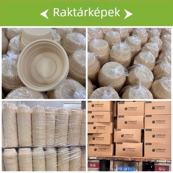 Biodegradábilis kukoricakeményítő ebédes doboz, kör alakú, 450 ml kapacitás, megerősített fedővel