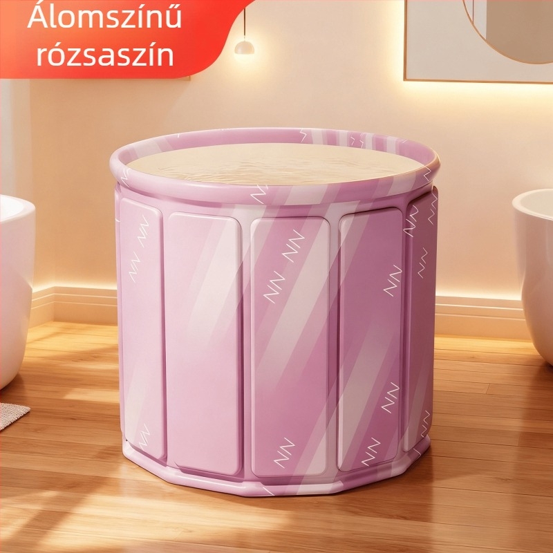 Felnőttnek szóló összecsukható fürdővödör – hordozható, teljes test fürdő, fedél nélküli; anyagok: vízálló szövet, Pearl Cotton, összetett panel, PVC