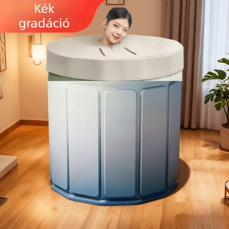 Felnőttnek szóló összecsukható fürdővödör – hordozható, teljes test fürdő, fedél nélküli; anyagok: vízálló szövet, Pearl Cotton, összetett panel, PVC