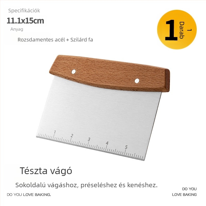 Gu yi rozsdamentes acél sütőlapát fa nyéllel – Teppanyaki stílusú, konyhai spatula, logónyomtatás elérhető