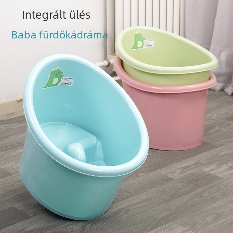 Műanyag babafürdető kád gyerekeknek, magasított ülőfelülettel, állandó hőmérsékletű dizájn, nem összecsukható