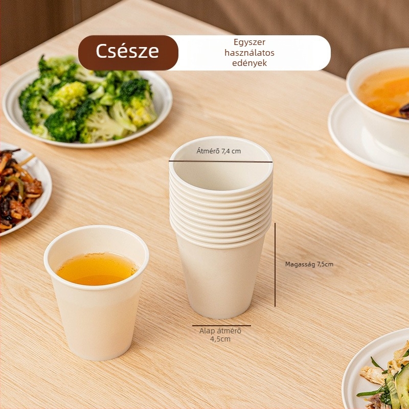 Egyszer használatos ételkészlet doboz kukorica keményítőből, élelmiszer-minőség, hordozható és zárható, kör alakú forma; Anyag: kukorica keményítő; Biodegradálható: Igen; Mennyiség: 1; Kapacitás: 1