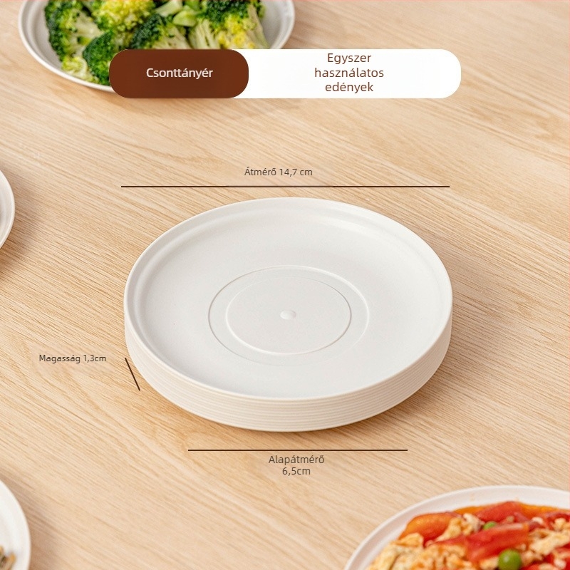 Egyszer használatos ételkészlet doboz kukorica keményítőből, élelmiszer-minőség, hordozható és zárható, kör alakú forma; Anyag: kukorica keményítő; Biodegradálható: Igen; Mennyiség: 1; Kapacitás: 1