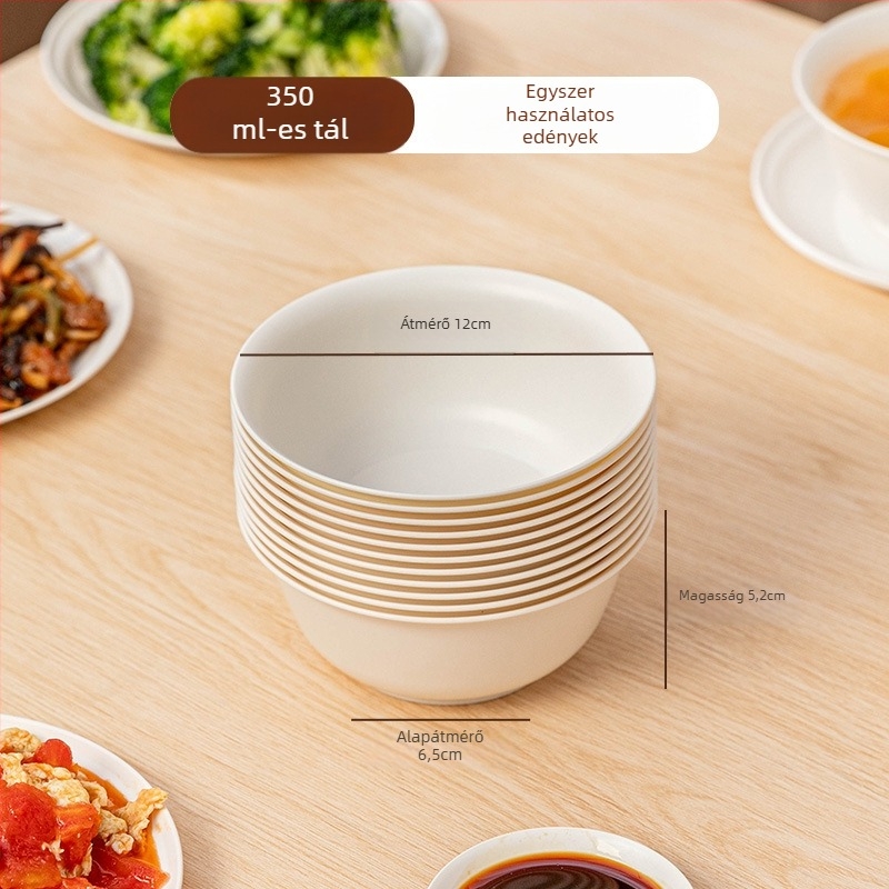 Egyszer használatos ételkészlet doboz kukorica keményítőből, élelmiszer-minőség, hordozható és zárható, kör alakú forma; Anyag: kukorica keményítő; Biodegradálható: Igen; Mennyiség: 1; Kapacitás: 1