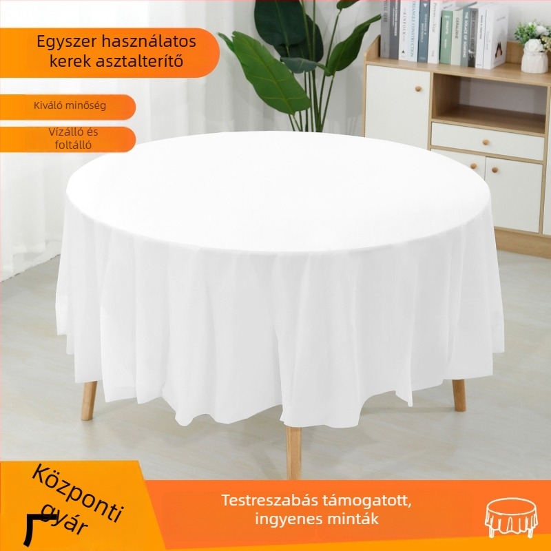 Runxiang PEVA kerek asztalterítő, 3 rétegű vastagság, egységes minta, testreszabható