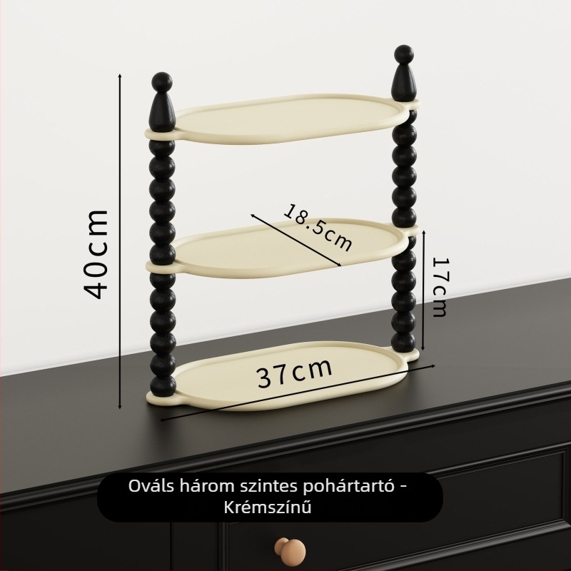 Háromszintes asztali tároló — többfunkciós, nagy sűrűségű gyantából készült
