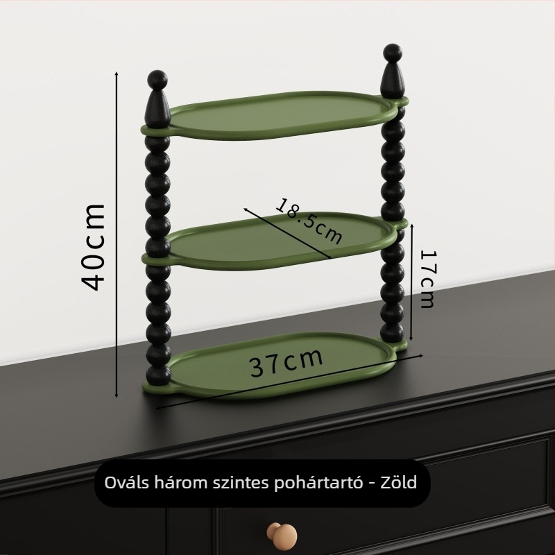 Háromszintes asztali tároló — többfunkciós, nagy sűrűségű gyantából készült