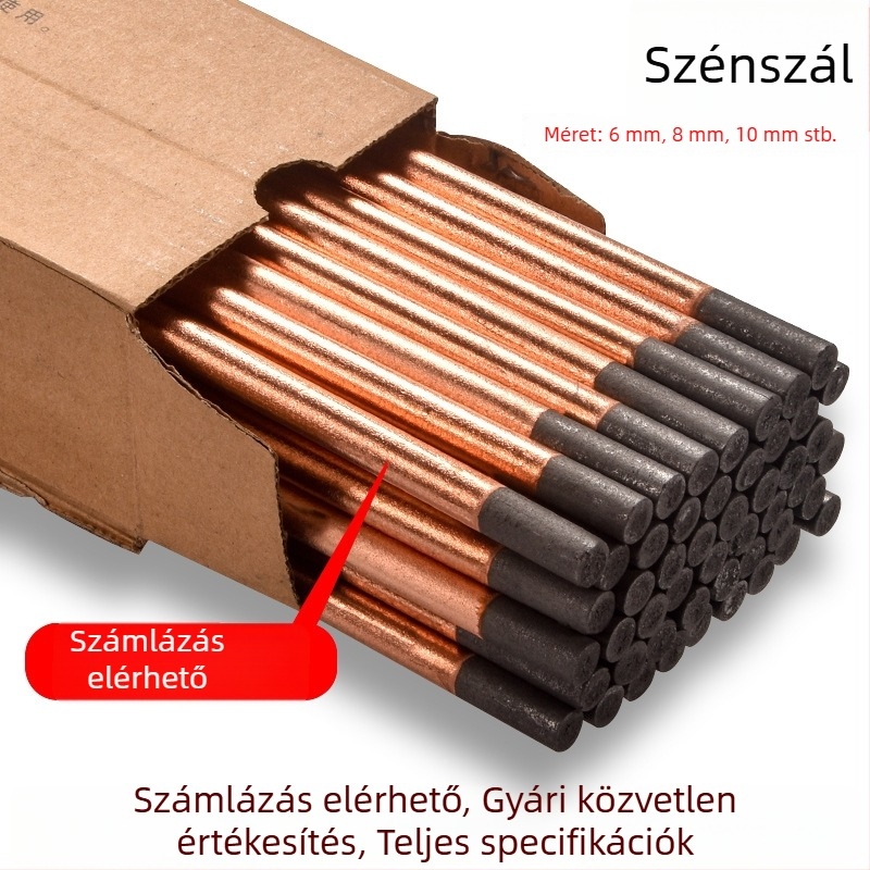 Varráshoz és vágáshoz használt szén- és réz bevonat szénrúd, szén/réz, arc gouging szerszámhoz, 200-500 A, fej kör vagy lapos