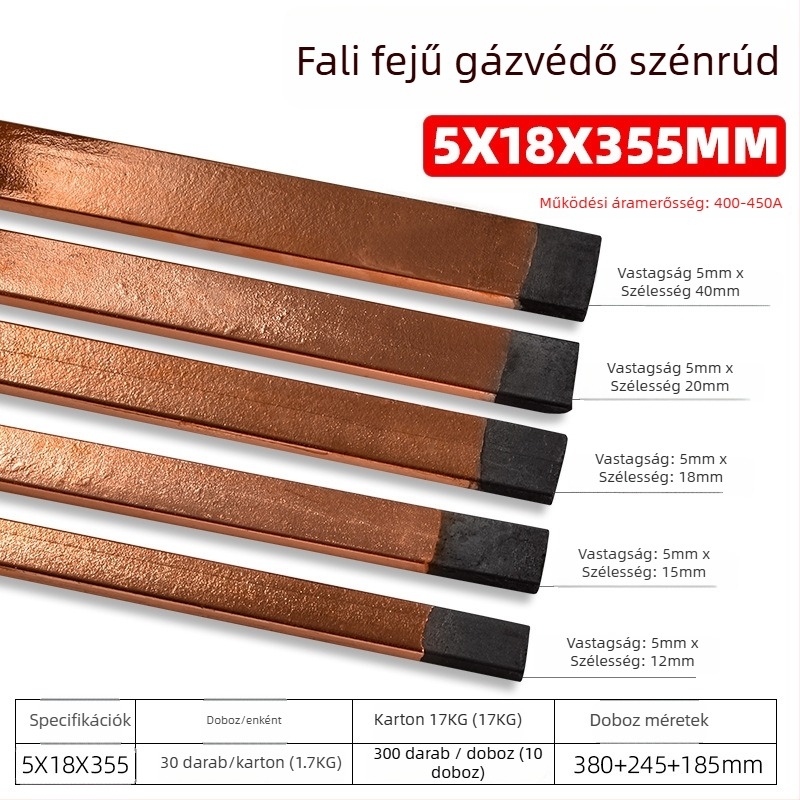 Varráshoz és vágáshoz használt szén- és réz bevonat szénrúd, szén/réz, arc gouging szerszámhoz, 200-500 A, fej kör vagy lapos