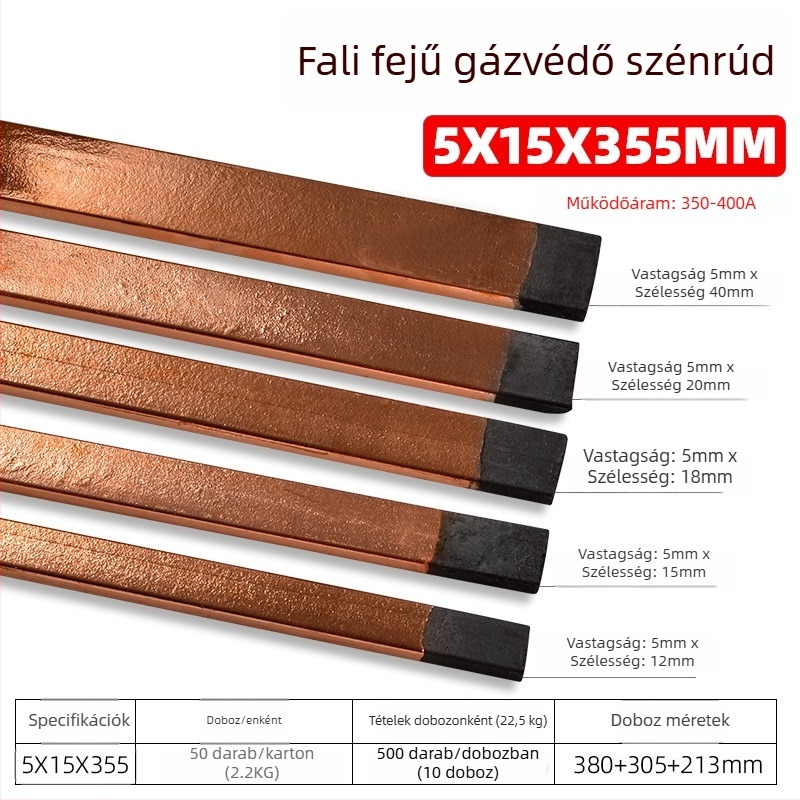 Varráshoz és vágáshoz használt szén- és réz bevonat szénrúd, szén/réz, arc gouging szerszámhoz, 200-500 A, fej kör vagy lapos
